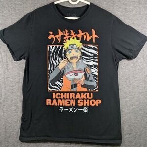 2007 Naruto Shippuden‎ Collection Ichiraku Ramen Shop Black Men's T-Shirt Size L
